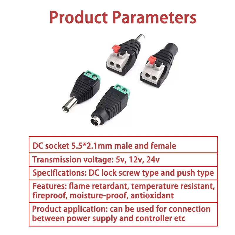 Female and Male DC Connectors  - Photography Led Lighting Kit review and price