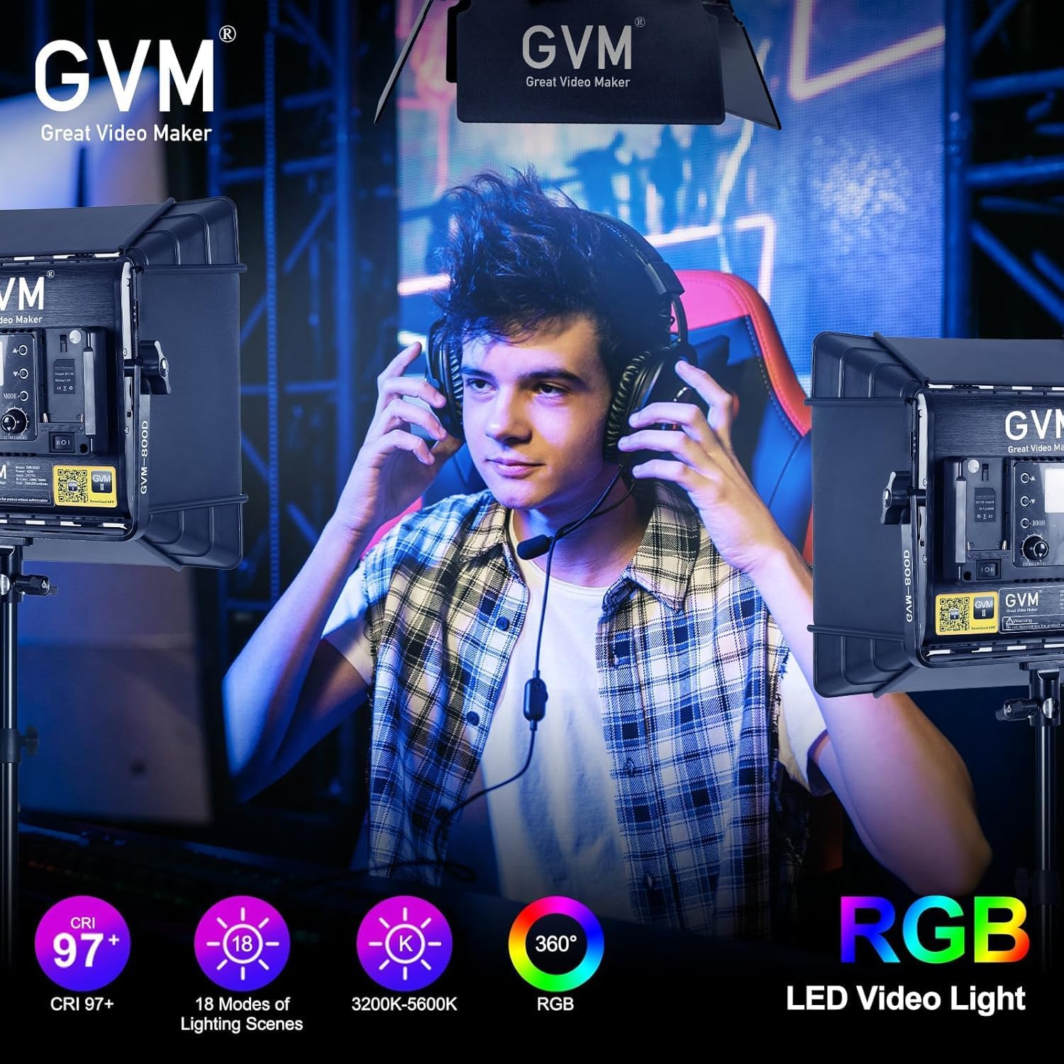 RGB LED Video Lighting Kit, 3- - Photography Led Lighting Kit review and price